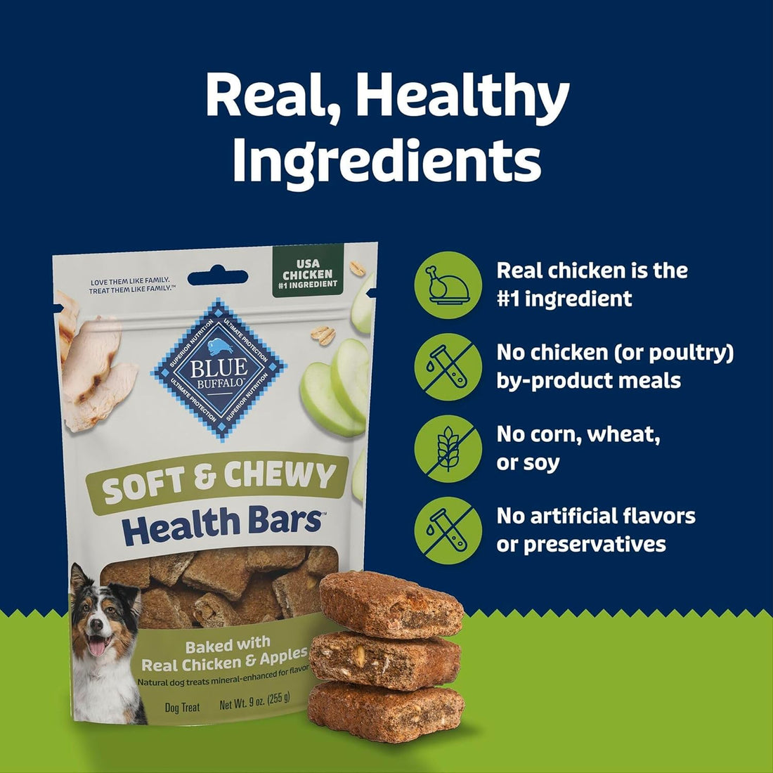 Blue Buffalo Health Bars Chicken & Apples Soft & Chewy Treats, 9 oz