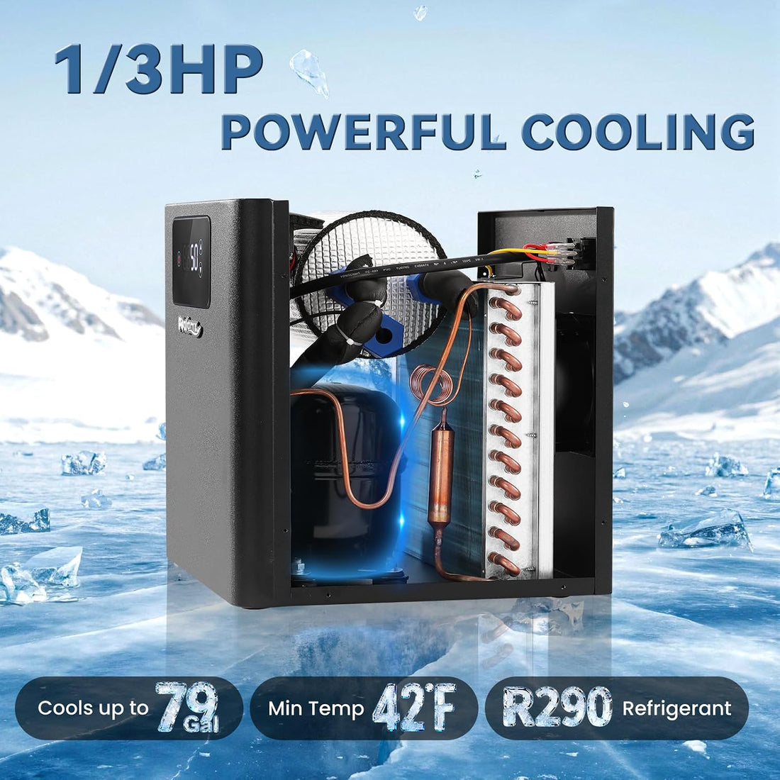 Poafamx Ice Bath Chiller 1/3 HP with External Filter & Water Pump