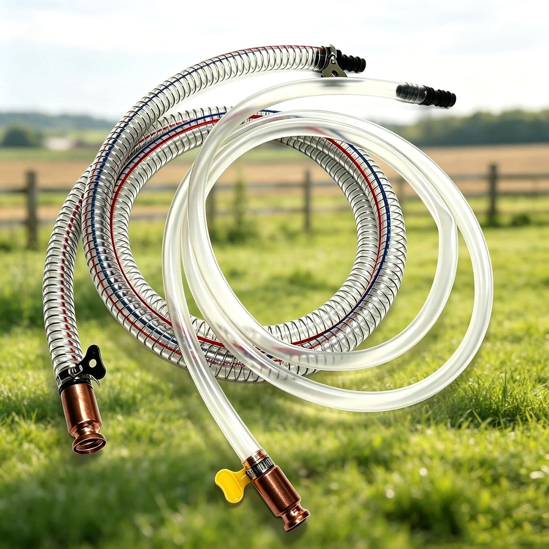 2Pack 6.56FT Shaker Siphon Hose,1/2"&3/4" Gas Siphon Pump for Fuel