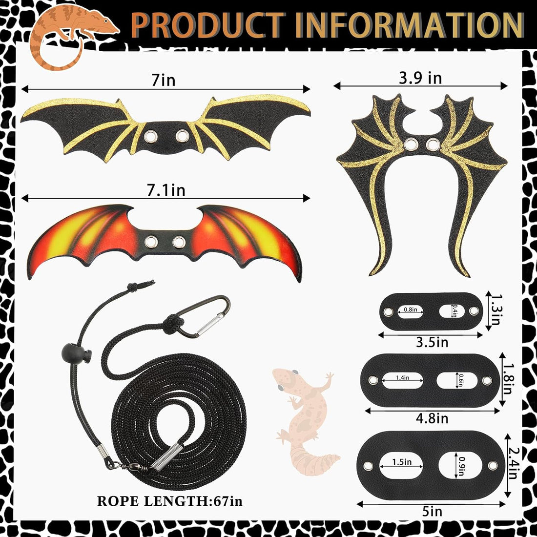 Halloween Bearded Dragon Leash and Harness Set, Lizard Accessories