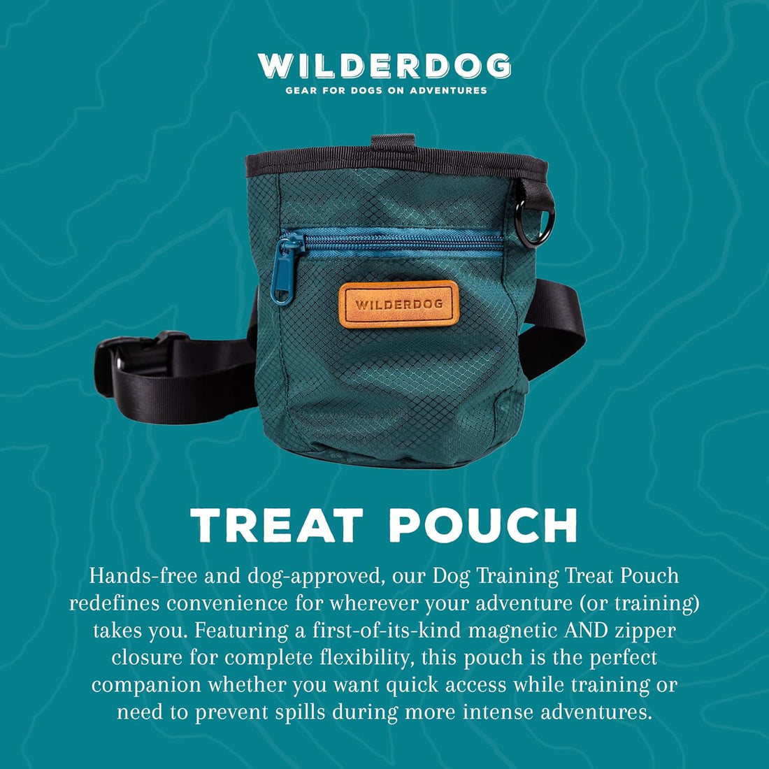 Wilderdog Dog Training Treat Pouch with Magnetic and Zipper Closure