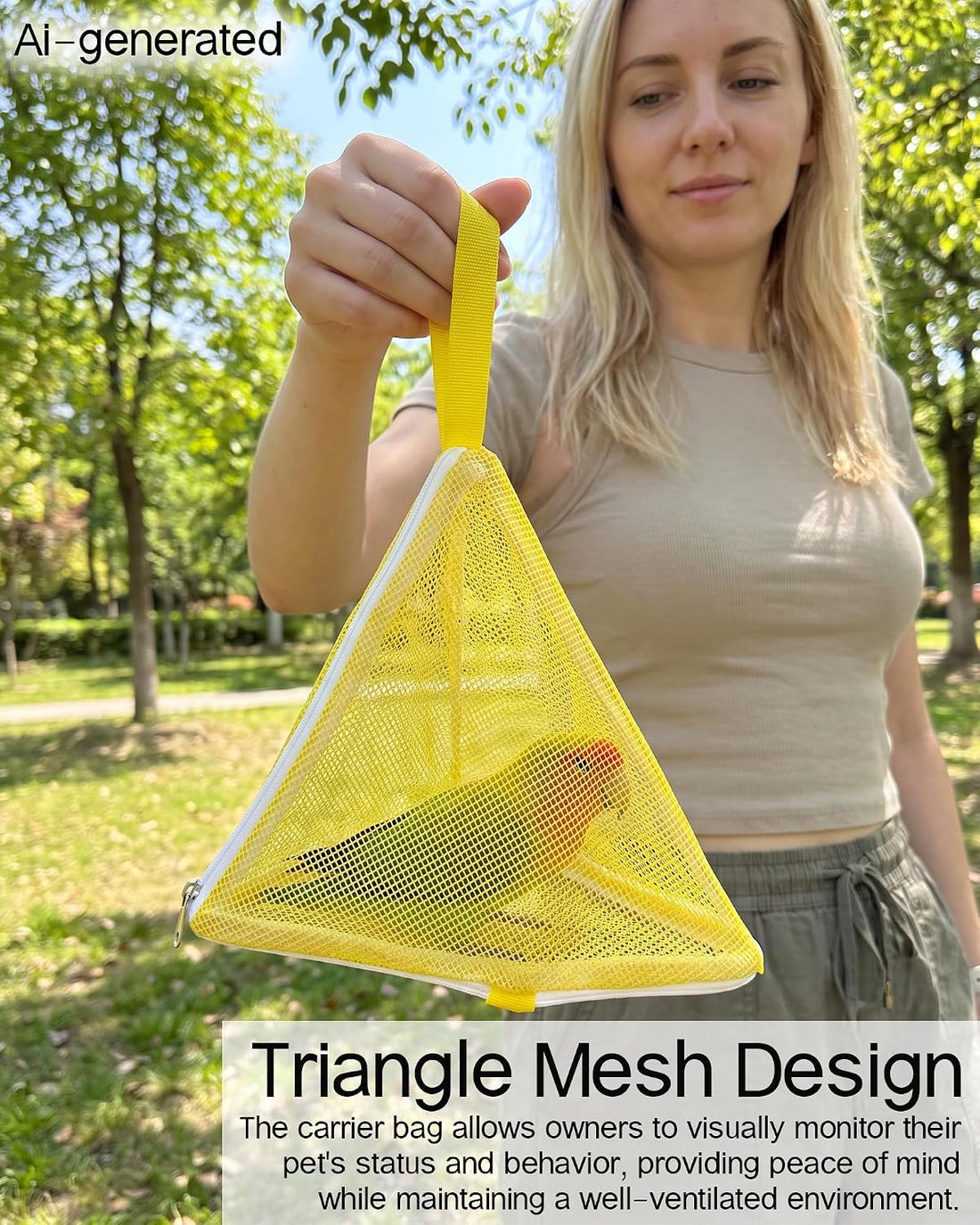 Parrot Triangle Mesh Bag Bird Walking Carrier with Hanging Loop