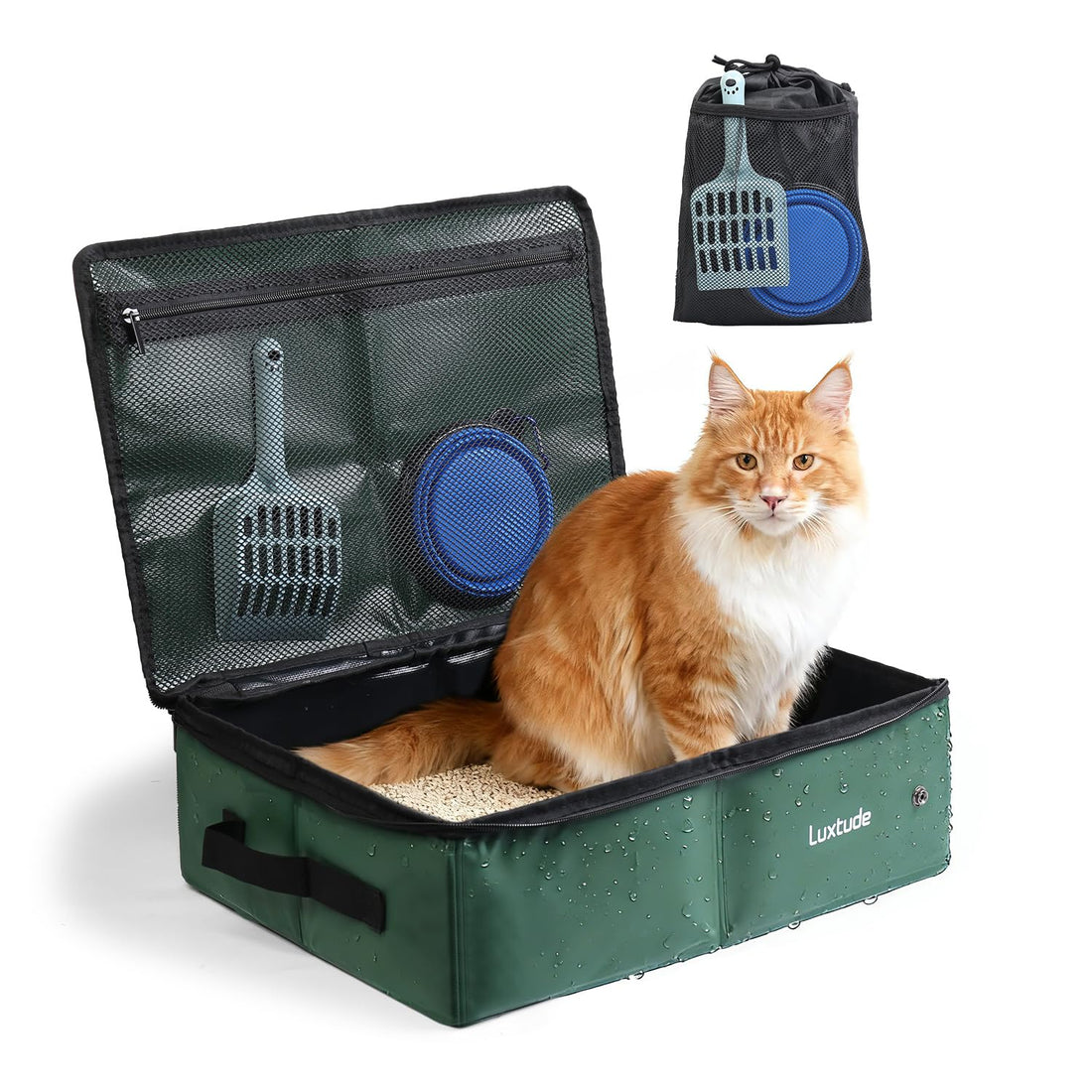 Luxtude Travel Litter Box for Cats, Comes with a Hard Non-Stick Bottom