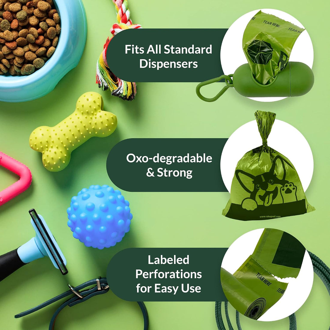 Reli. Biodegradable Dog Poop Bags w/Holder