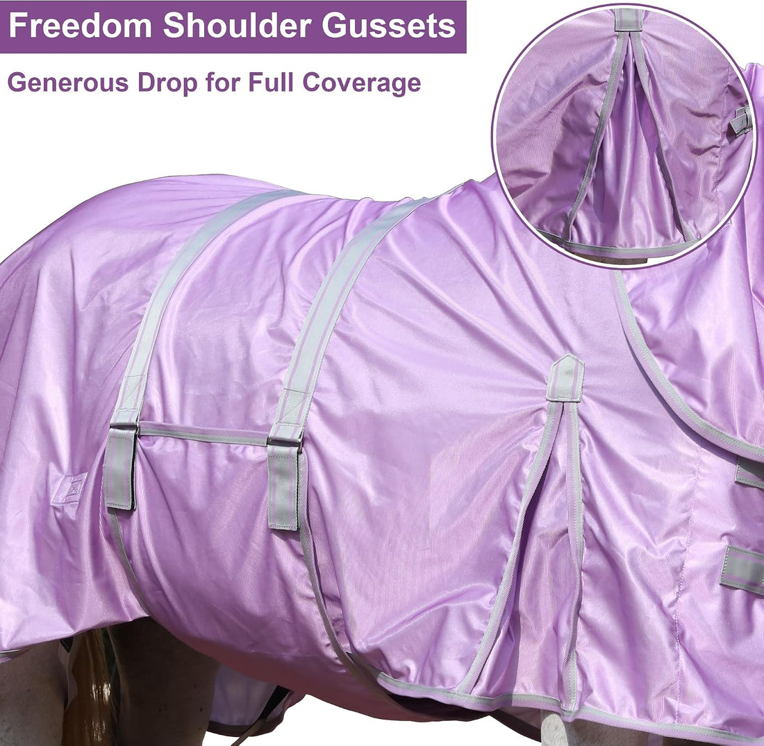 LEAFOREST Horse Fly Sheet with Neck Cover & Belly Band Mesh UV