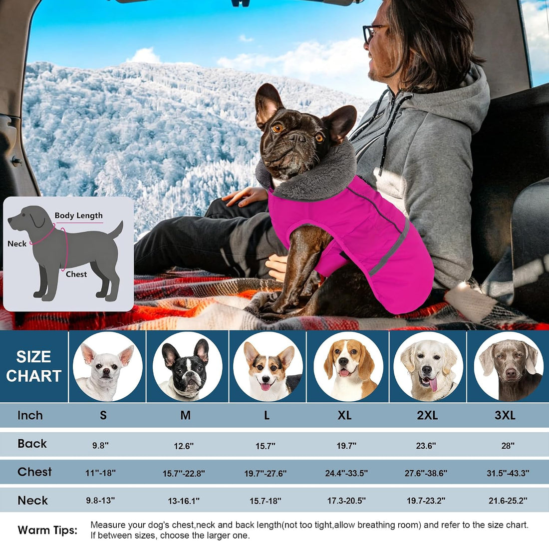Dogcheer Warm Dog Coat, Waterproof Fleece-Lined Dog Jacket with Leash