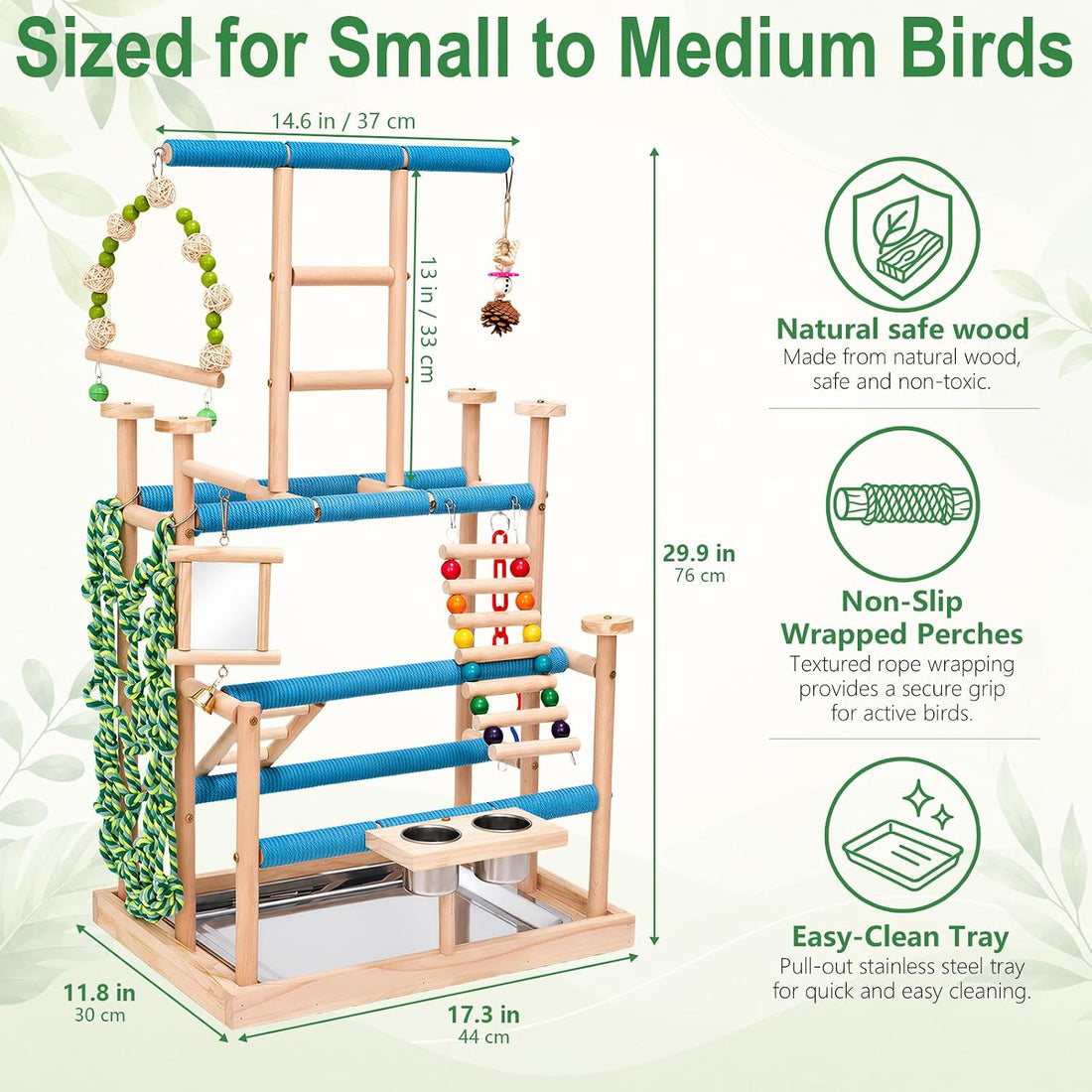 4-Tier Bird Playground and Perch Stand for Small to Medium Birds