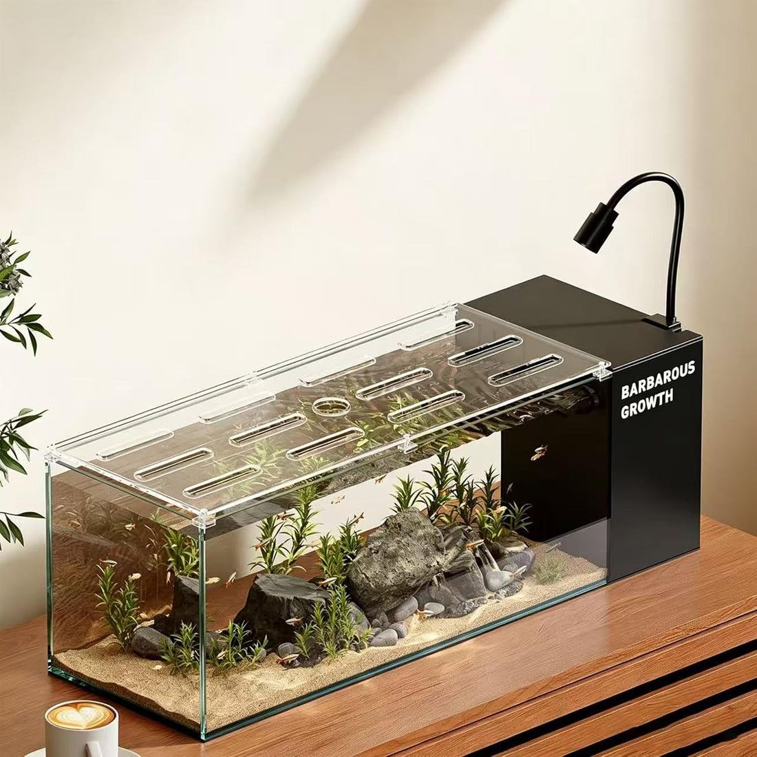 2.7 Gallon Small Fish Tank,Ultra-Clear Rimless Desktop Glass Aquarium