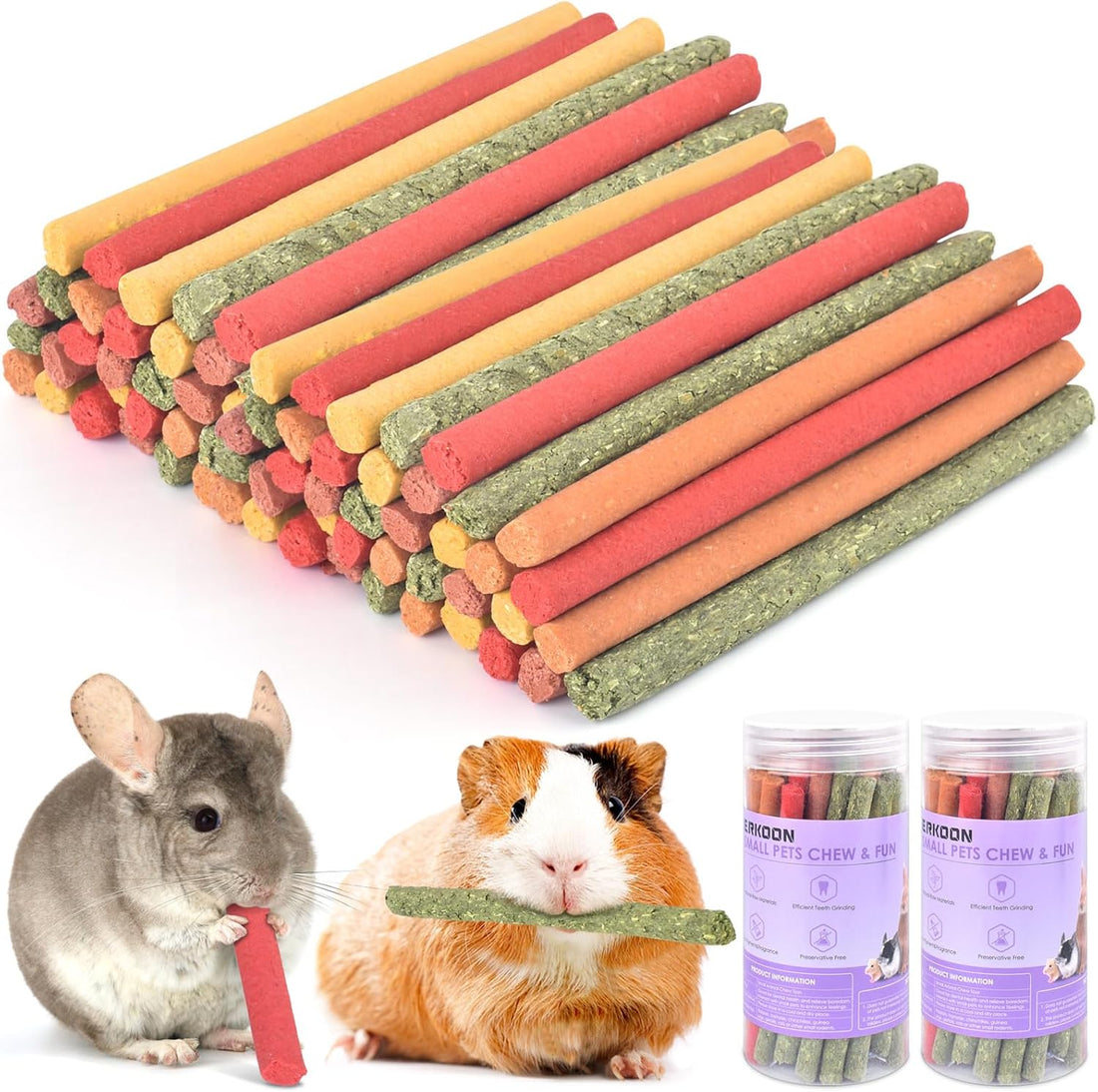 ERKOON 40Pcs Rabbit Timothy Hay Sticks