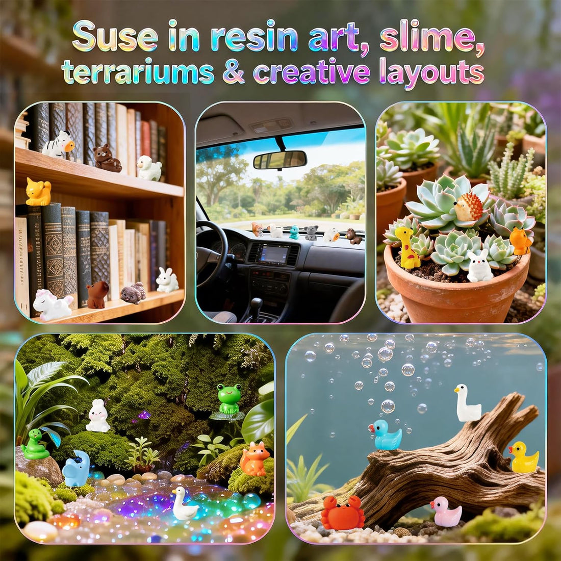 Zerobe Mini Resin Animals: 40 Styles Tiny Collectible Figurine Bulk