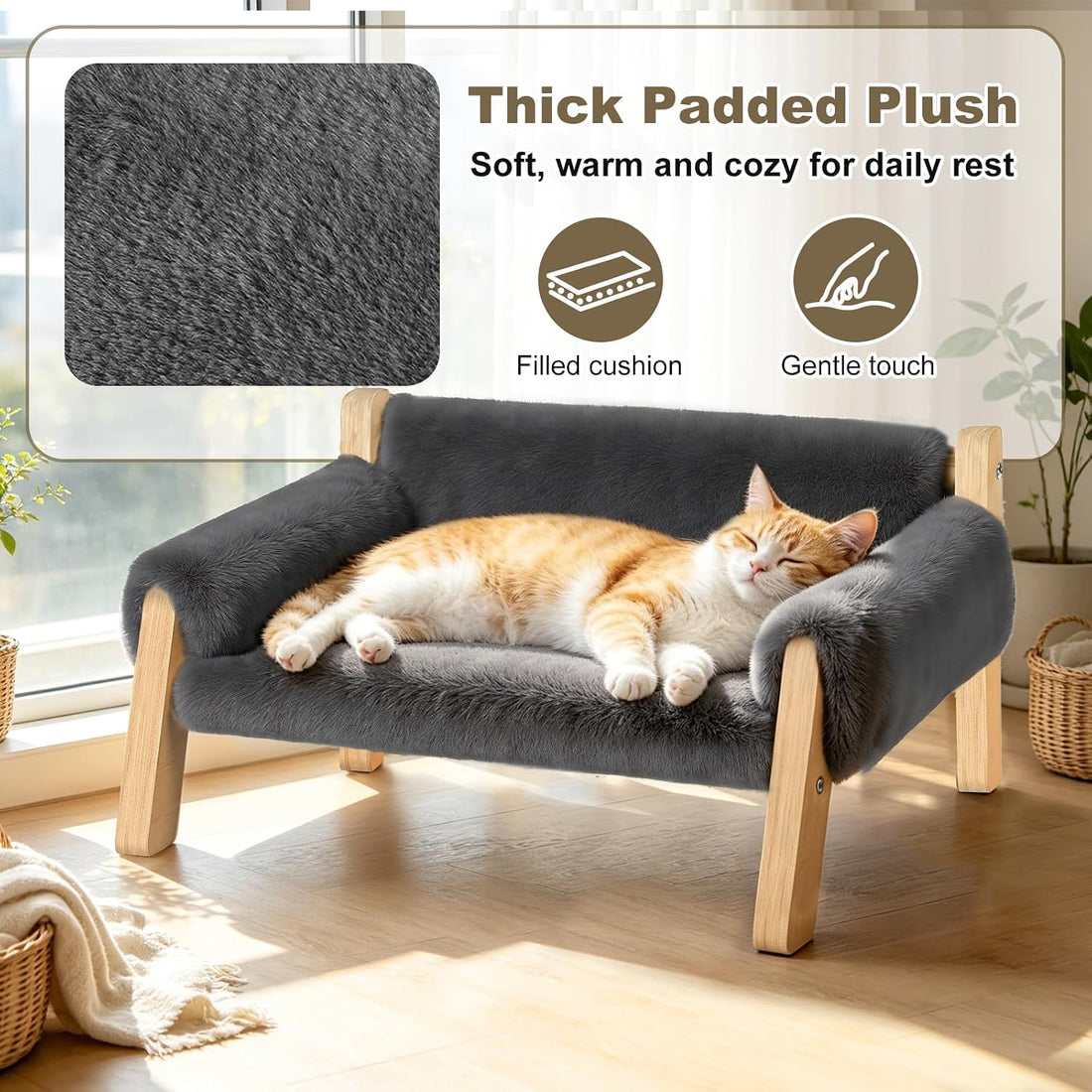 FAMIDGE Elevated Cat Couch Bed for Indoor Cats