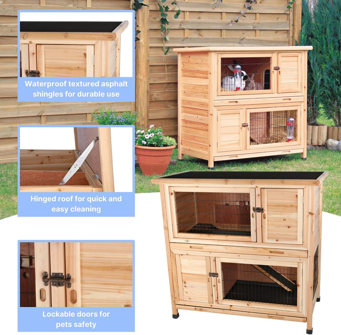 Trixie 2-Story Rabbit Hutch with Retreat Area, Non-Slip Ramp