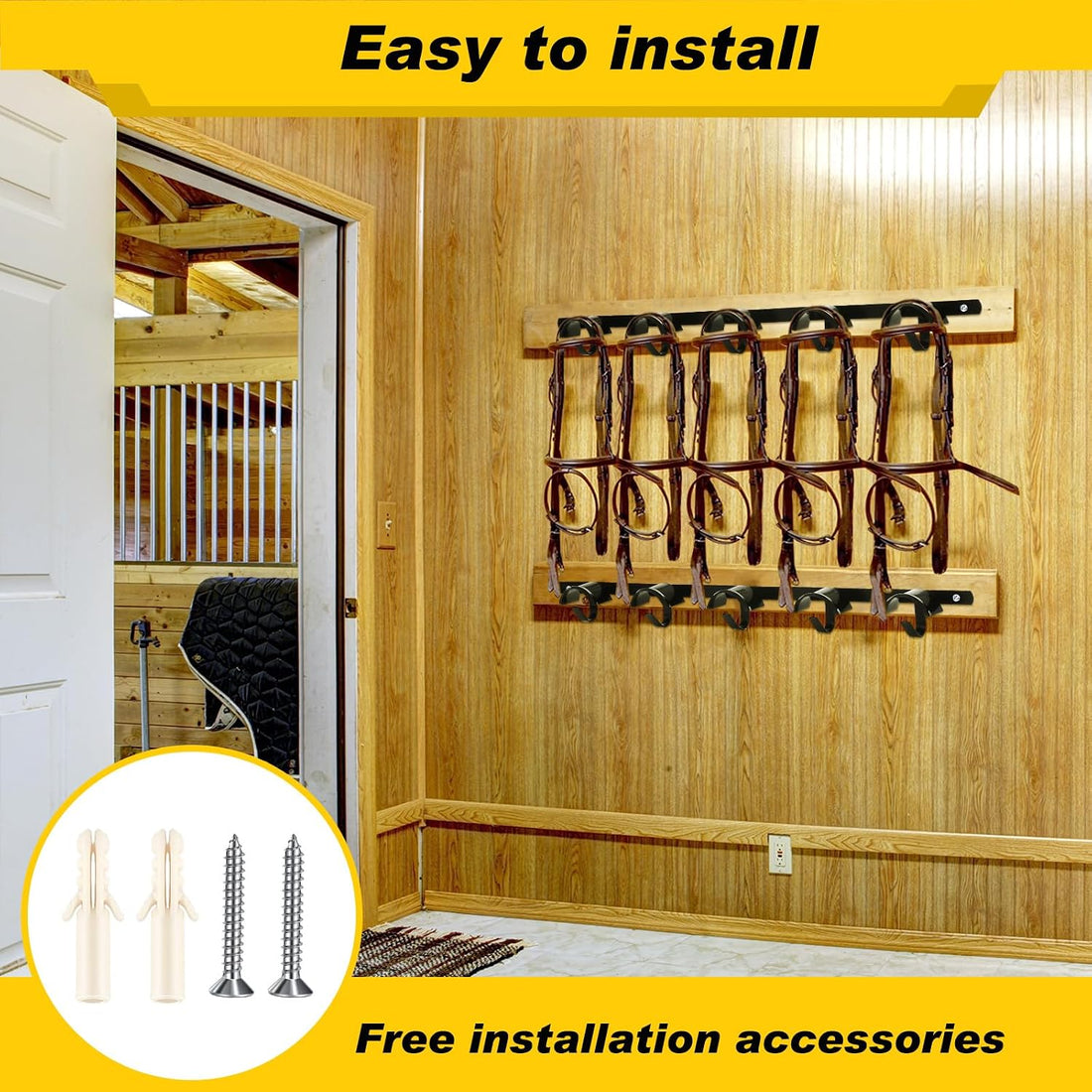 Zonon 2 Pcs Bridle Rack for Horse Wall Mount, Horse Tack Bulk