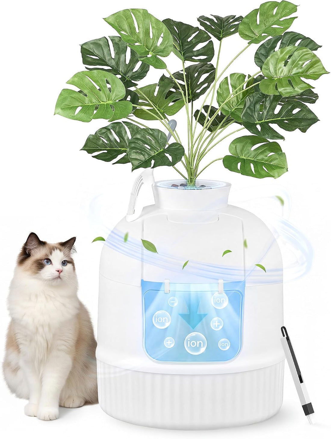 FEANDREA Plant Cat Litter Box Enclosure with Artificial Plant,19.3" L