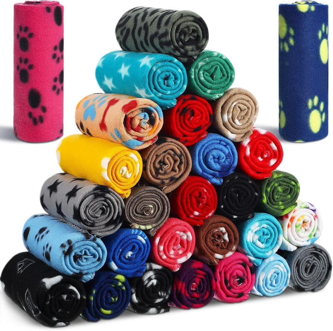 Chumia 28 Pcs Puppy Blanket Bulk Fleece Dog Blanket