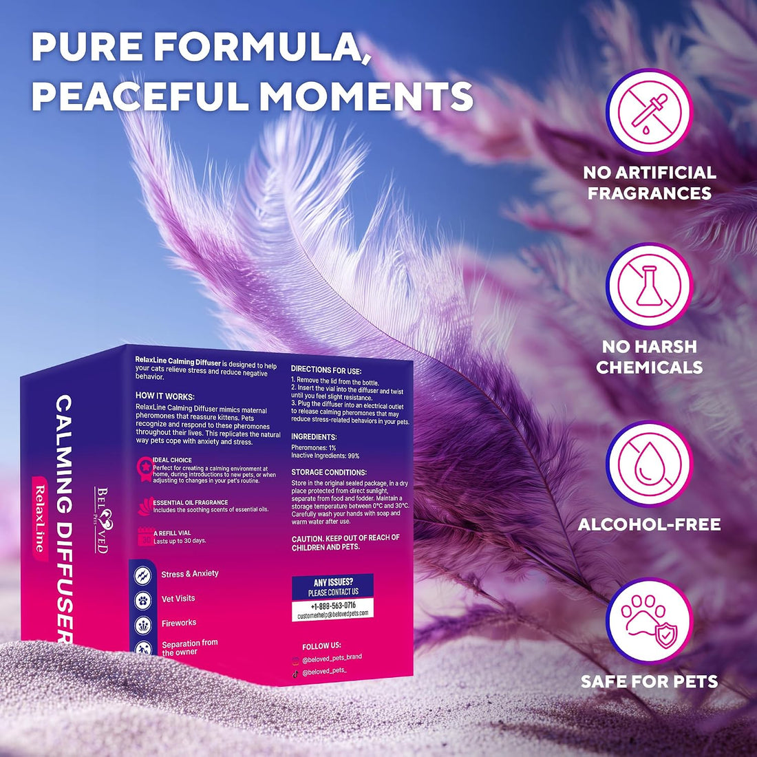 Beloved Pets Cat Calming Diffuser & Pet Anti Anxiety Products