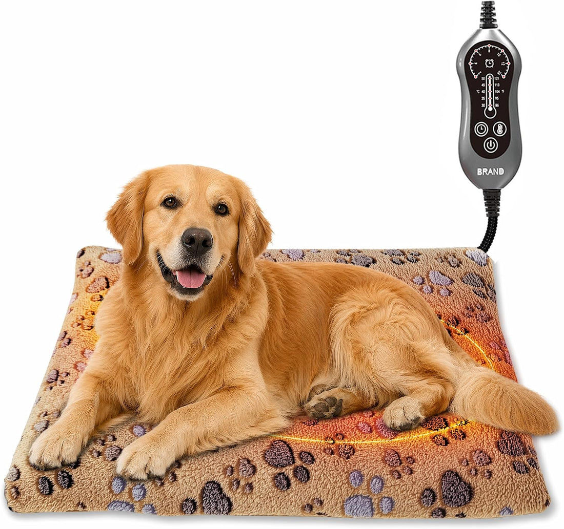 Heated Cat Bed Pet Heating Pad for Cats Dogs w Adjustable Temp & Timer