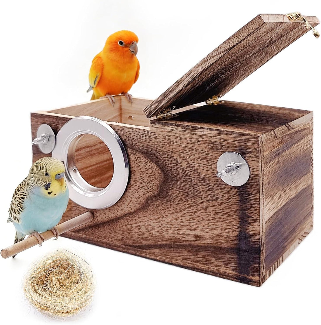 kathson Parakeet Nesting Box,Wooden Cockatiel Breeding Mating