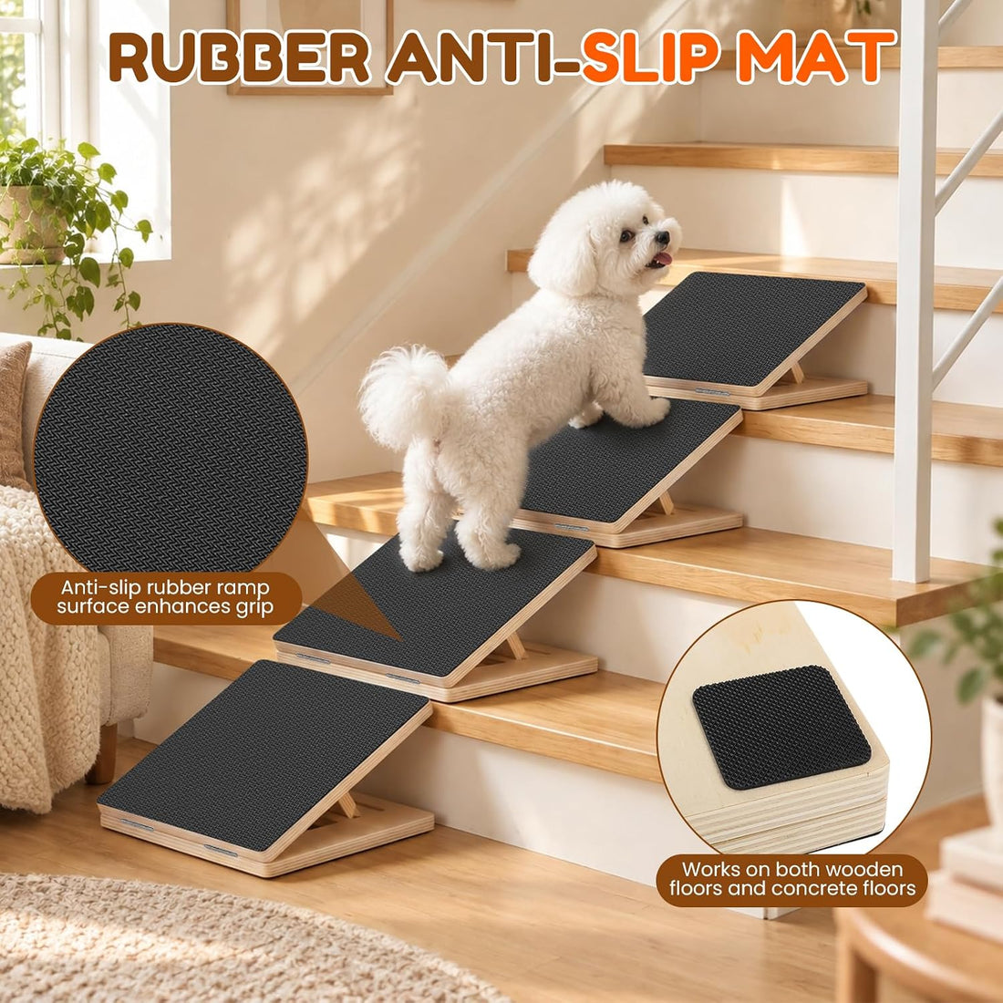 Dog Ramp for Stairs, 4 Pack Adjustable Pet Ramp for Small Dogs