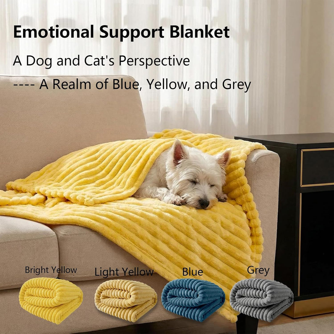Yellow Dog Blanket, Emotional Support Blanket Yellow