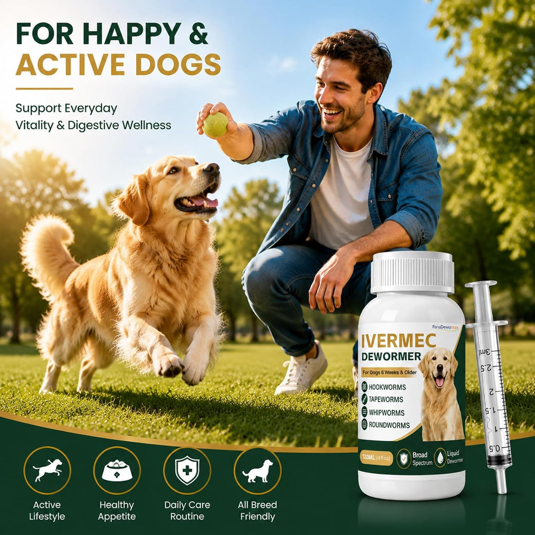 Dewormer for Dogs Broad Spectrum Dog Wormer for Tapeworms