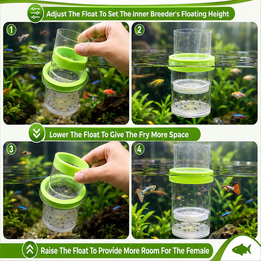 2-Piece Set Fish Breeder Box for Fish Tank Aquarium Breeding Box Large