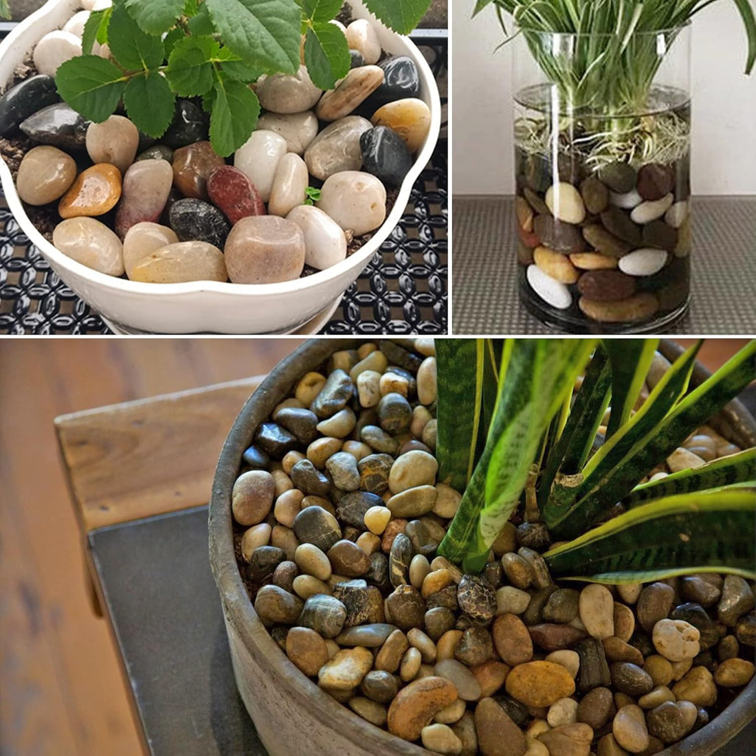 River Rocks for Plants 11.25 LB Small Decorative Pebbles 1"-1.5"