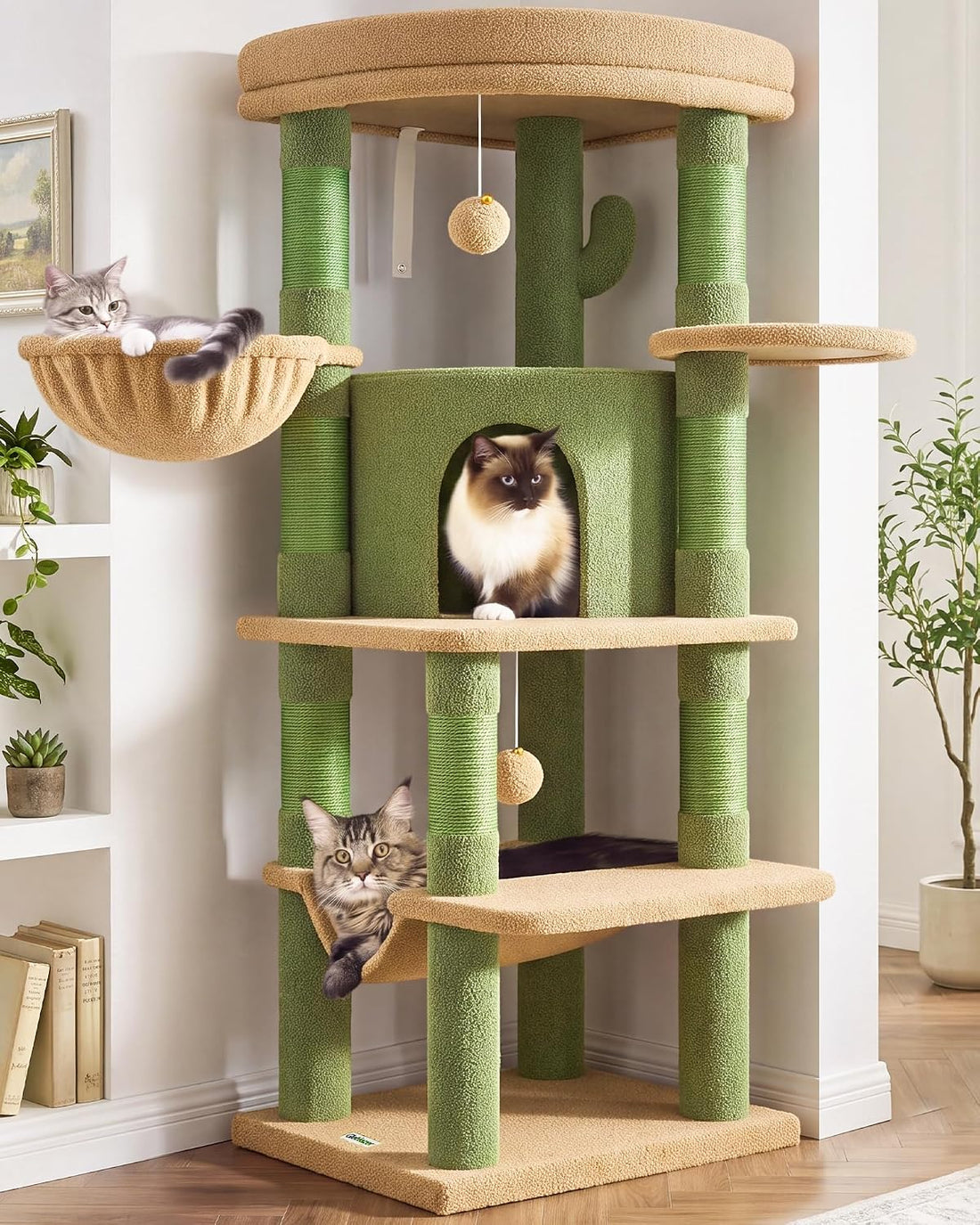 Globlazer 66inch Corner Cat Tree Tower for Indoor Large Cats, C66