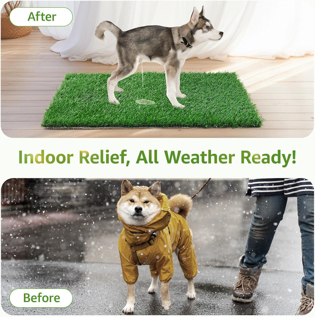 LOOBANI Dog Grass Pee Pads, 2 Pack Artificial Grass for Potty Tray