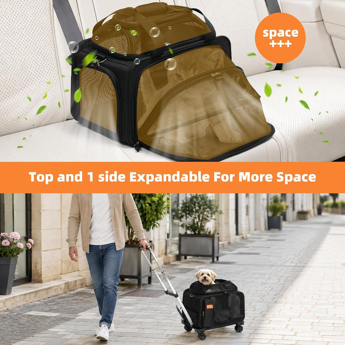 pidipiti 18x11x11 TSA Airline Approved Expandable pet Carrier