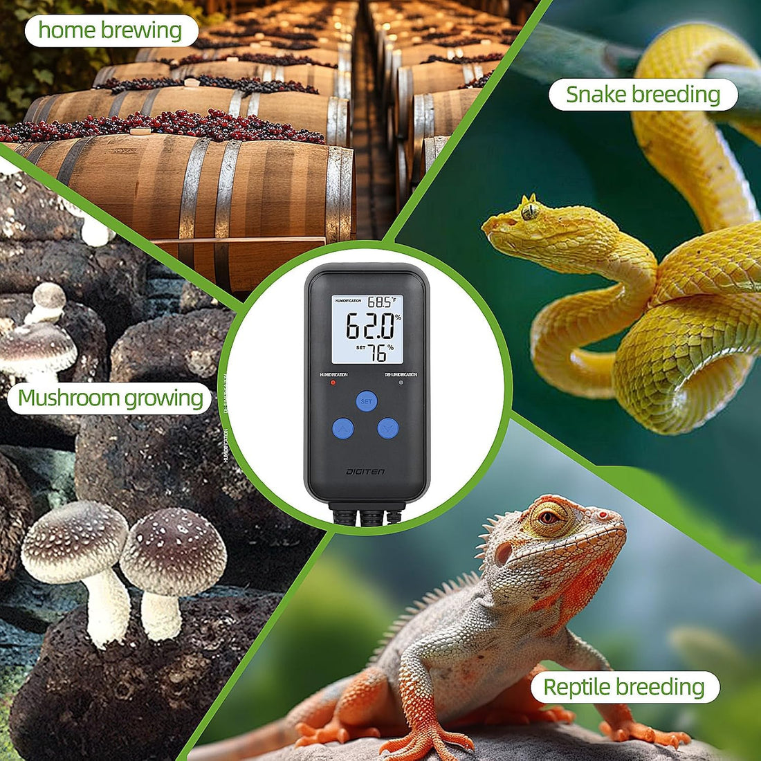 DIGITEN Humidity Controller with Temperature Display for Reptile