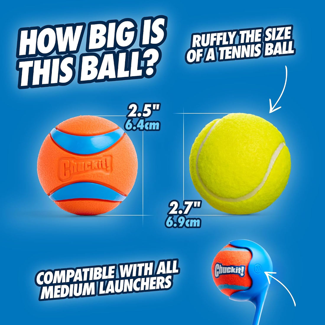 Chuckit! Ultra Rubber Dog Ball, Floating Fetch Toy, Medium 2.5-in