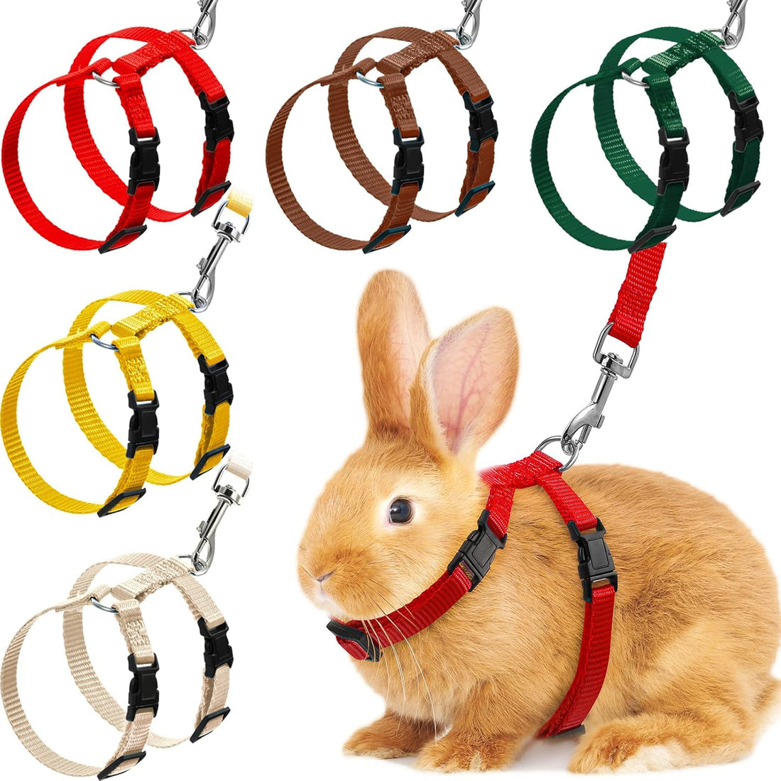 Outus 5 Pieces Adjustable Rabbit Harness and Leash Set
