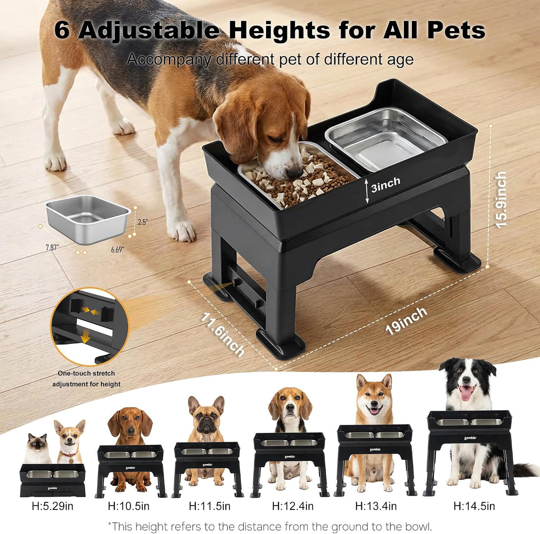 ZOMISIA 3-in-1 Elevated Dog Bowls