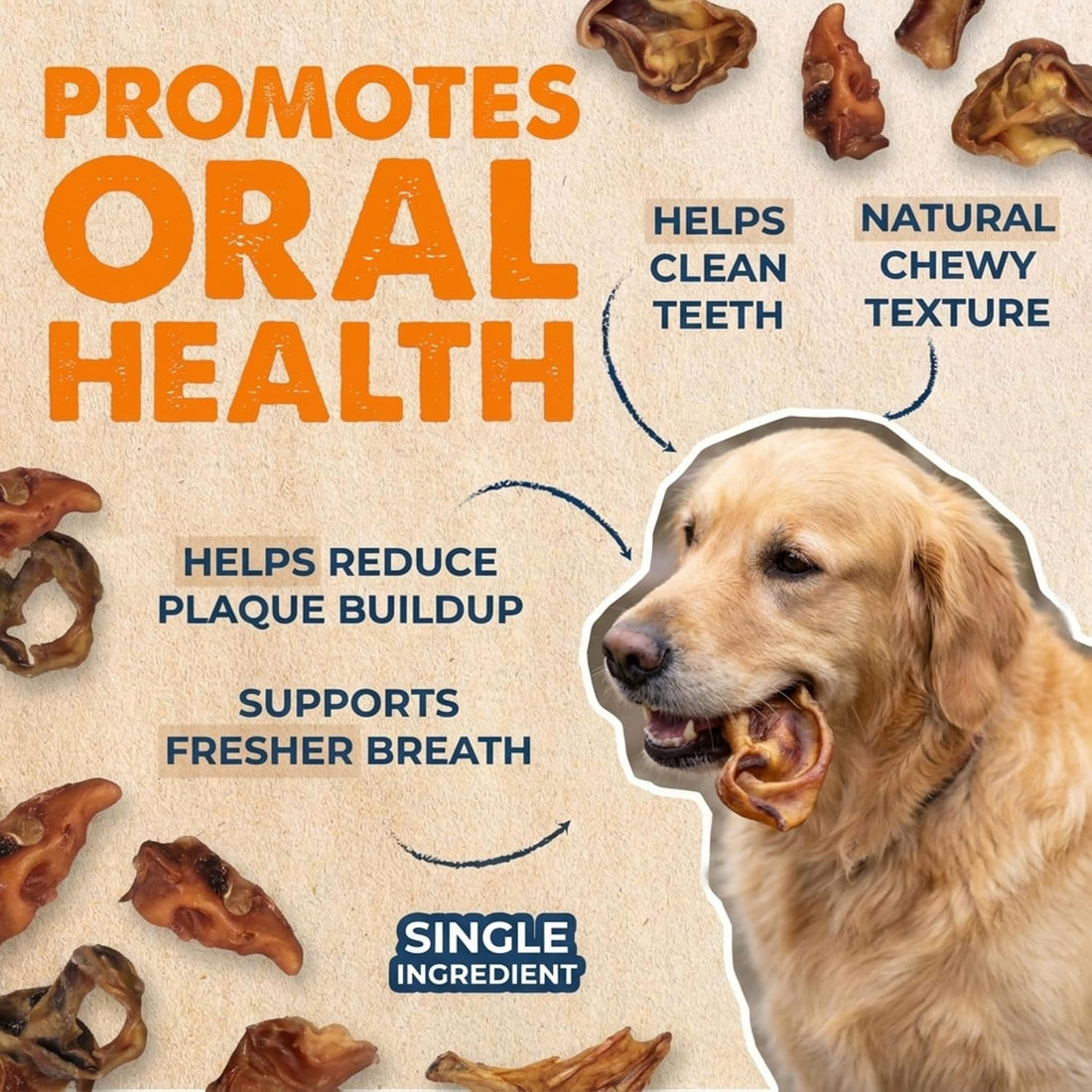 K9warehouse Bulk Pig Ear Bites for Dogs 100% Pork, Rawhide Alternative