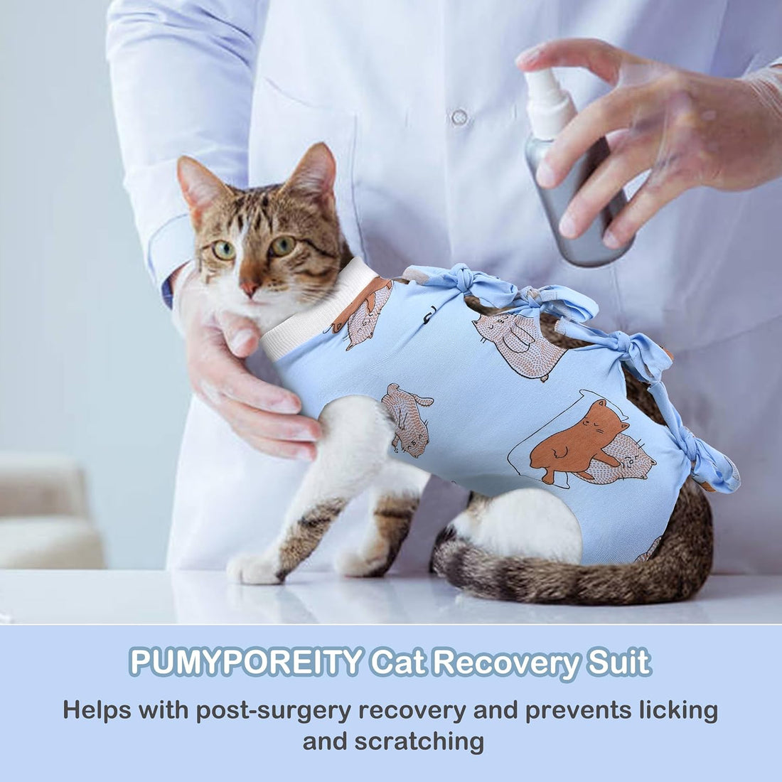 PUMYPOREITY Cat Recovery Onesie - Post-Surgery Kitten Suit, Female