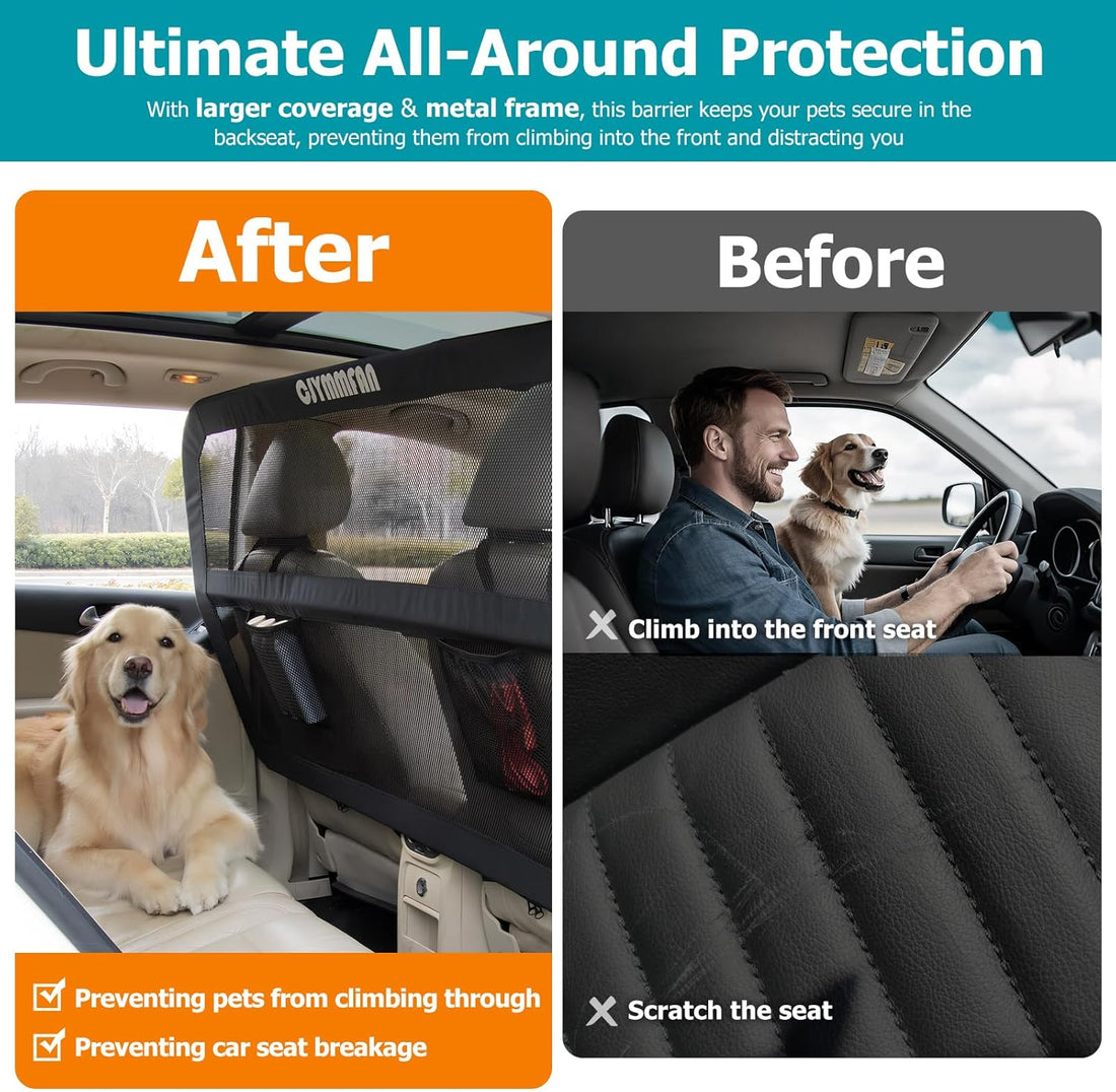 Dog Barrier for Car Back Seat & Cargo Area with Wider Coverage
