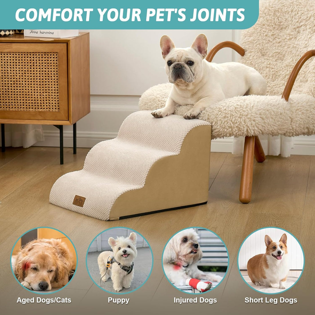 COZY KISS Dog Stairs for Small Dogs 13" H