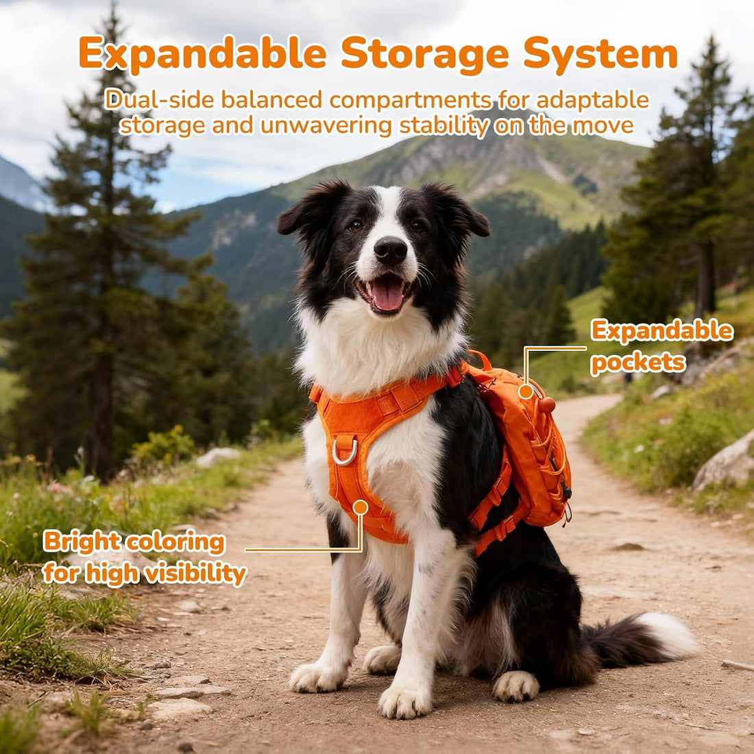 Large Dog Harness Backpack, No Pull Adjustable Dog Vest with Handle