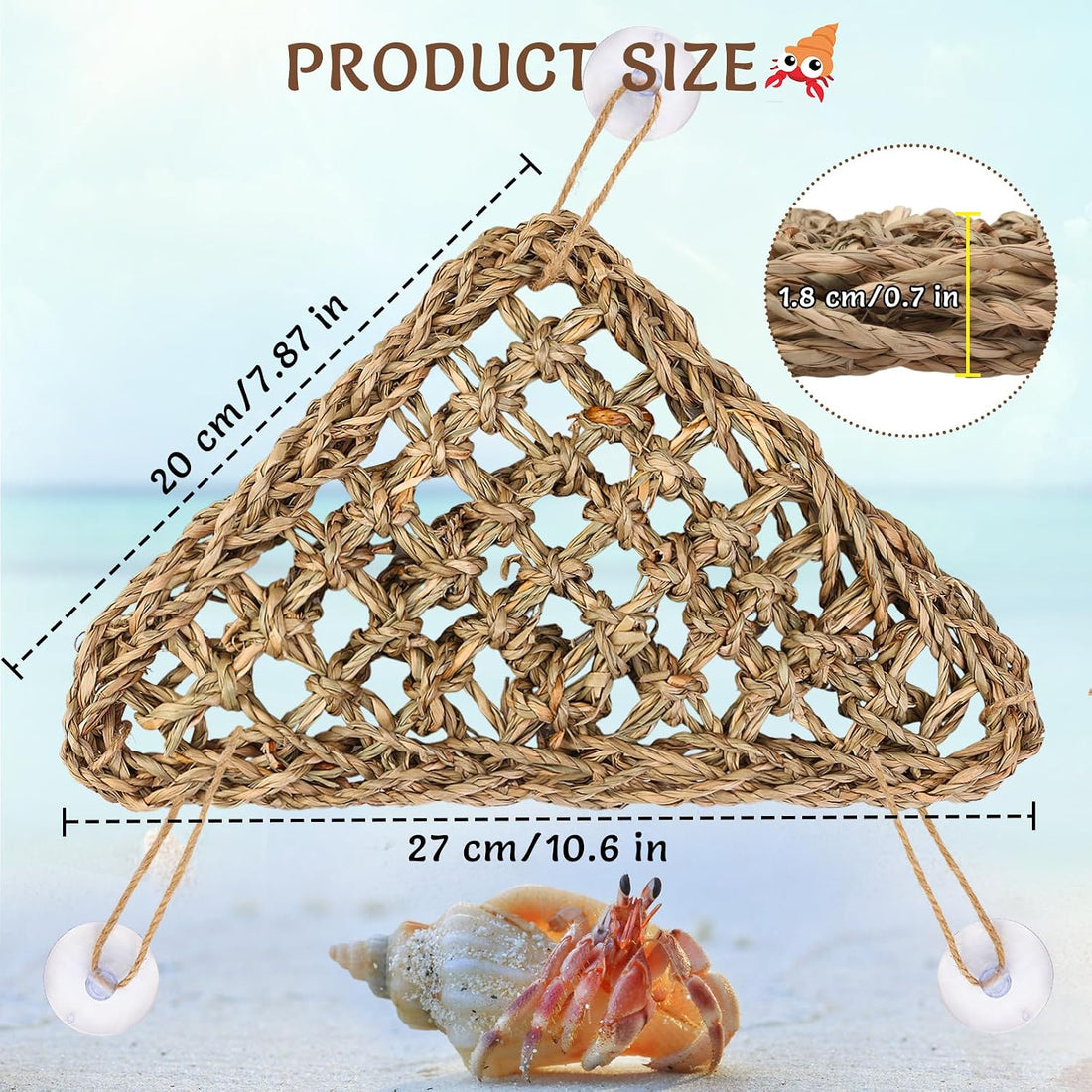 Hermit Crab Climbing Toys,Lizard Seagrass Mat,Hermit Crab Hammock