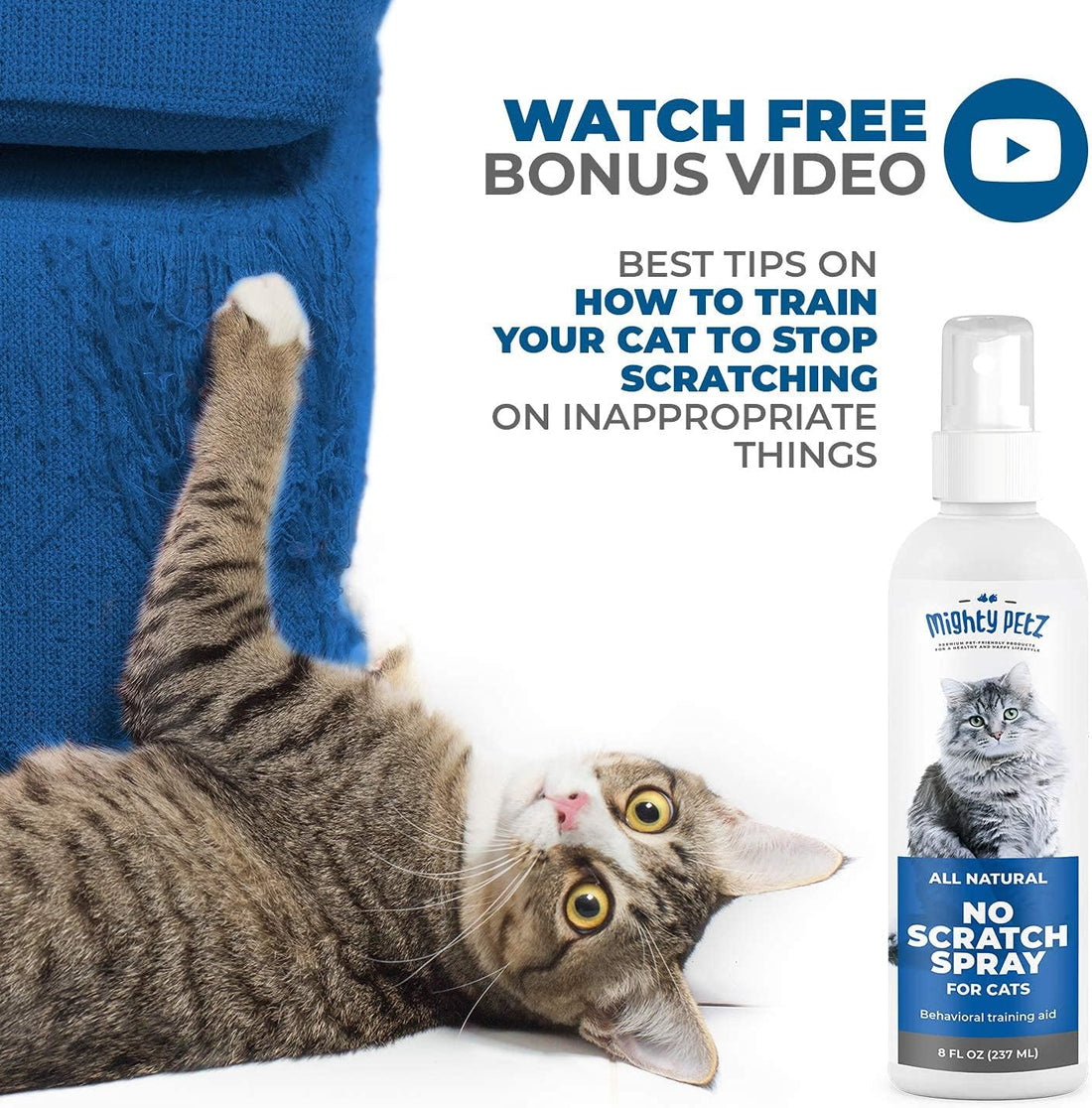 Mighty Petz Cat Deterrent Spray - Cat Indoor Repellent for Furniture