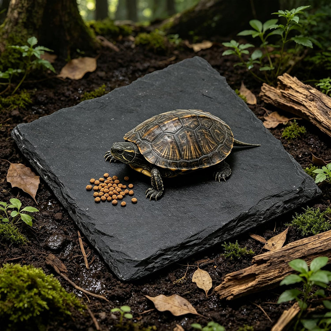 Turtle Basking Platform Slate, Reptile & Tortoise Rock, 3.9X3.9 in