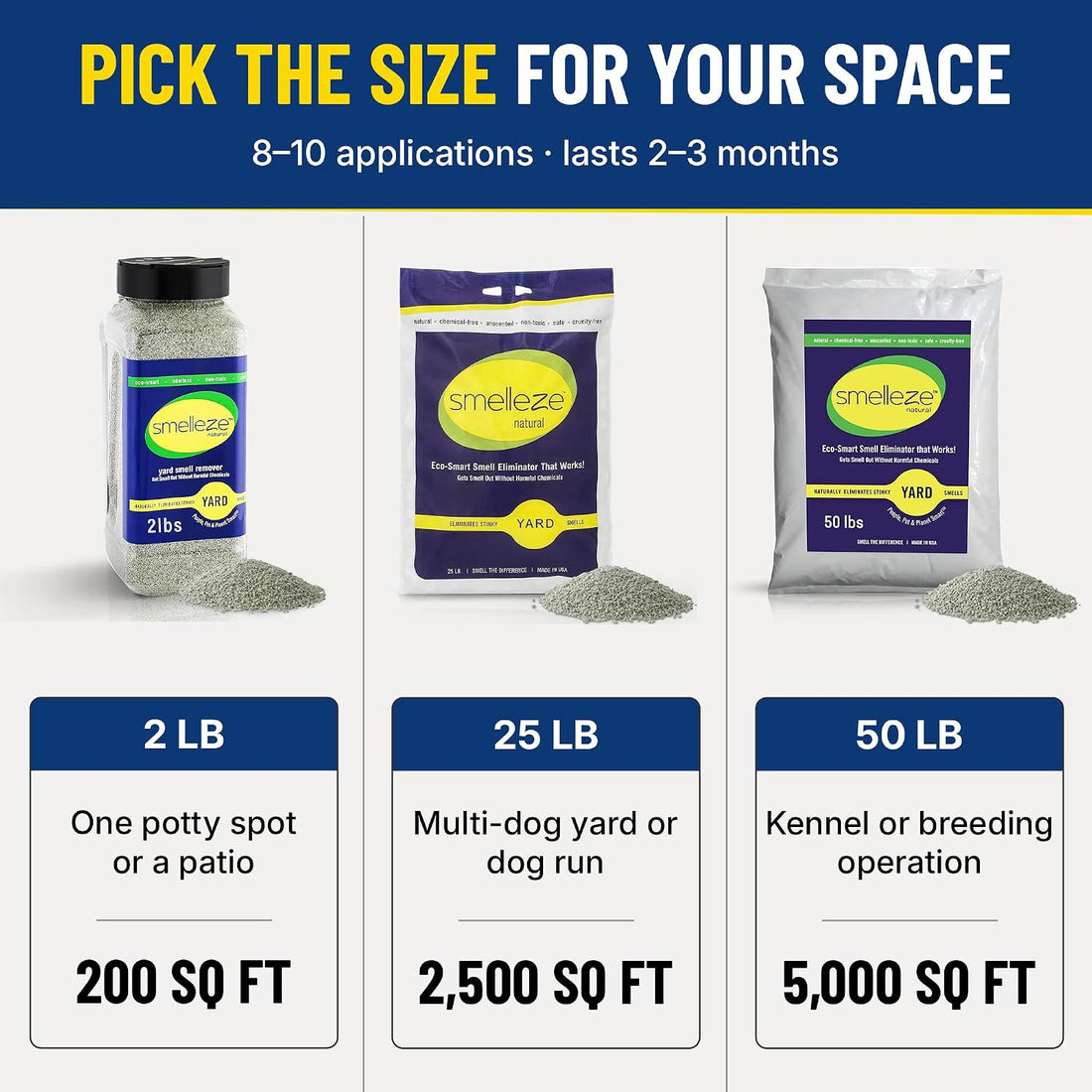 SMELLEZE Yard & Outdoor Pet Urine Odor Absorber Granules, 2 lb