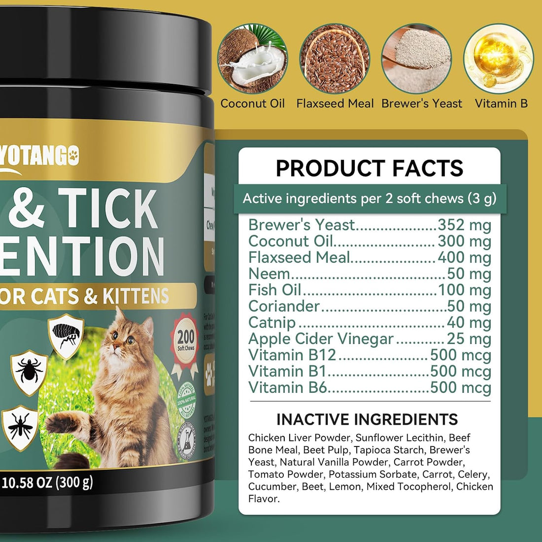 YOTANGO Flea Treatment for Cats Chewable