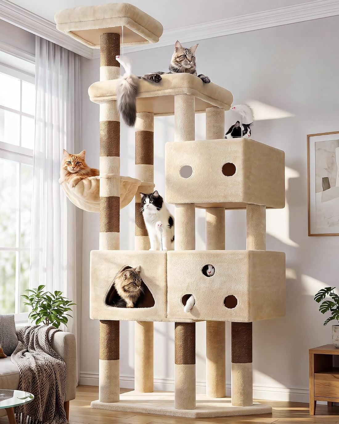 Globlazer Extra Large Cat Tower for Big Cats 20 lbs, 81in, F81