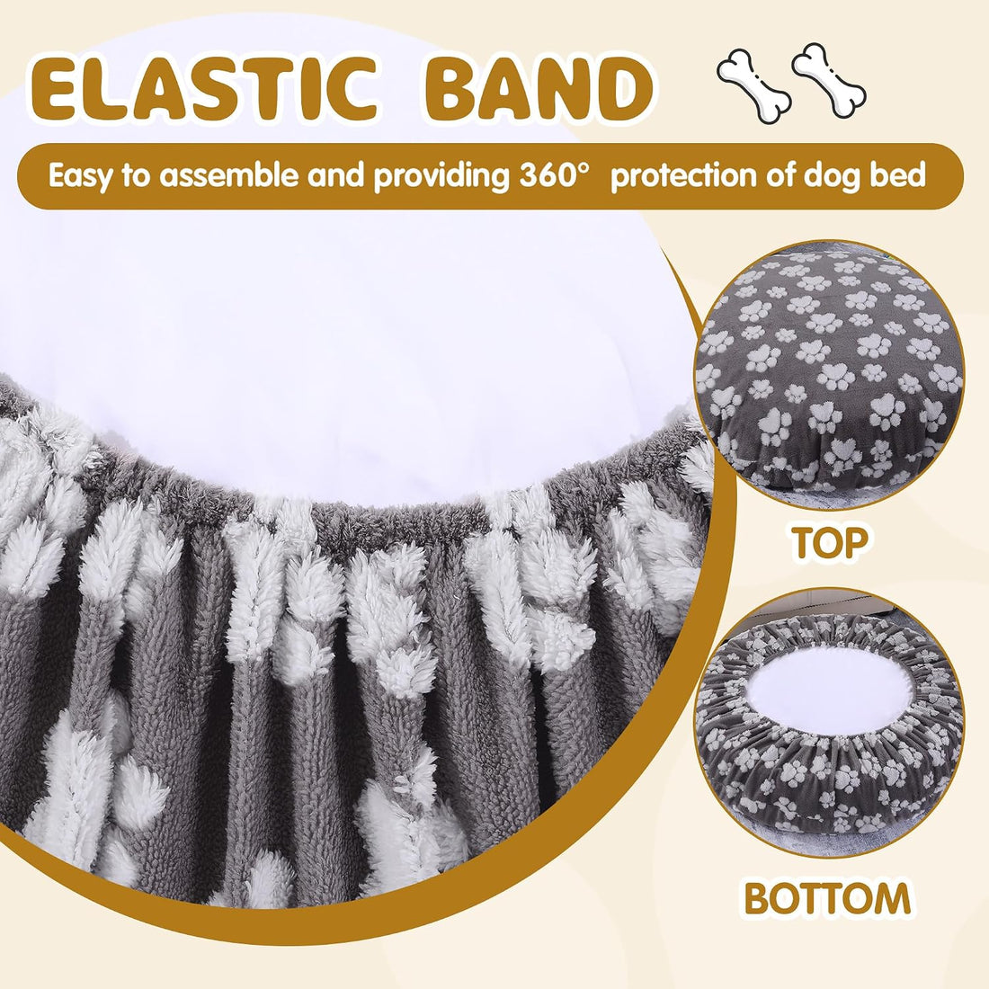 BALAPET Washable Dog Bed Covers Replacement Round Waterproof Bed
