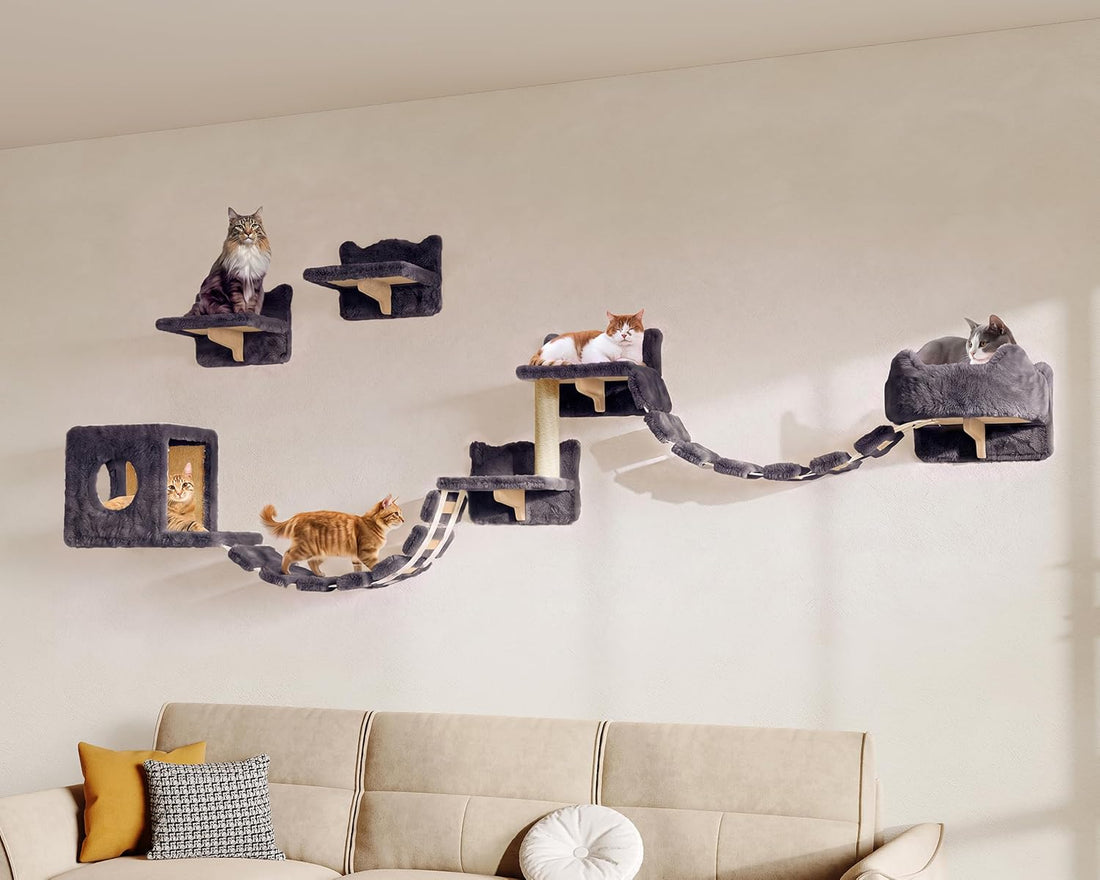 13-in-1 Cat Wall Shelves, Moon & Bridge Cat Wall Furniture