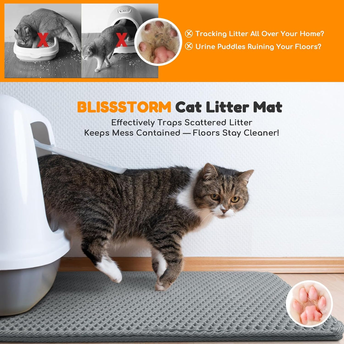 blissstorm Waterproof Cat Litter Mat