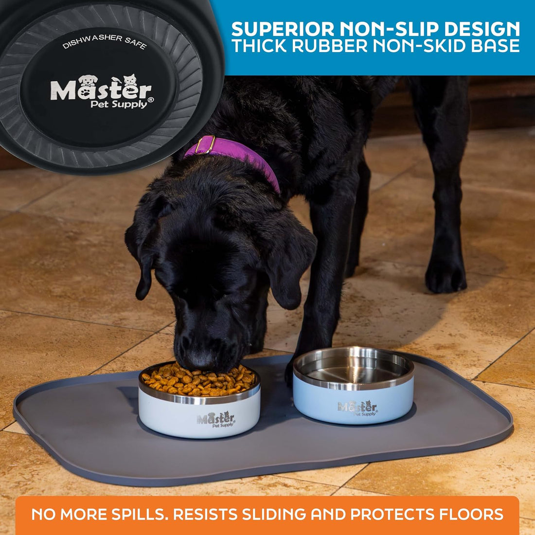 Master Pet Supply Stainless Steel Dog Bowls - 25 oz, Heavy Duty