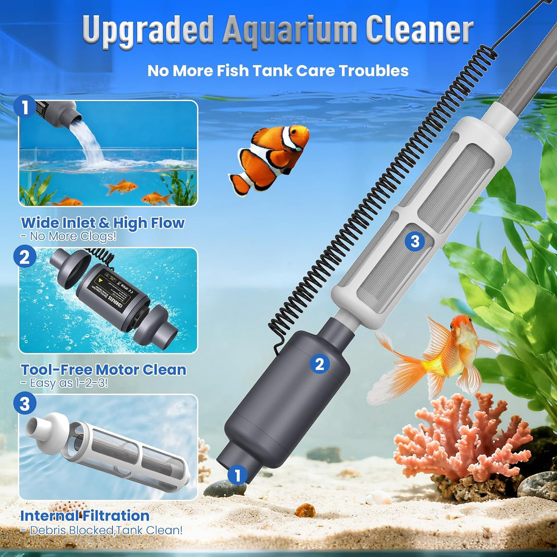 Cordless Aquarium Gravel Cleaner